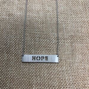 Silver "Hope" Bar Necklace - Inspirational